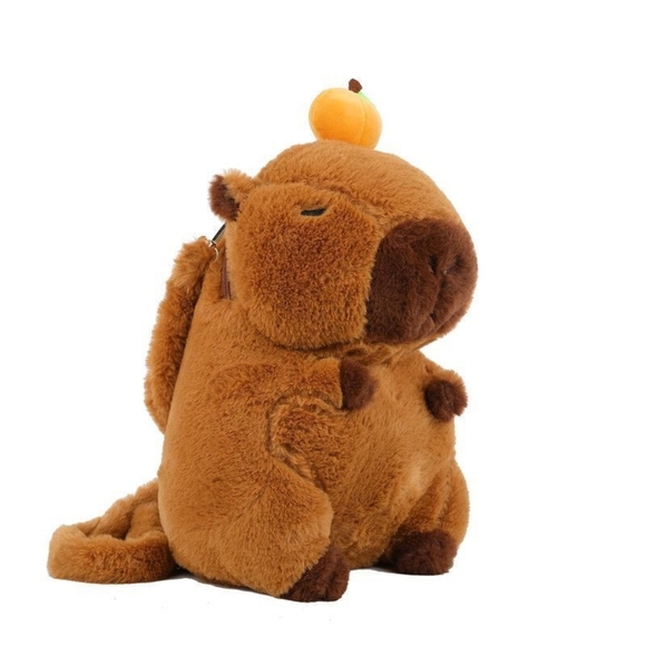 Cute Brown Plush Capybara Backpack Bag 12"H - Picture 2 of 6